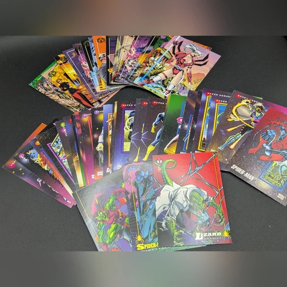 Vintage 90s Marvel Masterpieces Onslaught Spider Man Flair Card Lot 250+ Cards - Picture 5 of 8